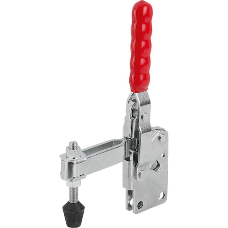 Kipp Toggle Clamp, Vertical Foot, Std, F2=4000, Adj Clamping Spind M10X85, Steel Electro Zinc-Plated, K1246.04000